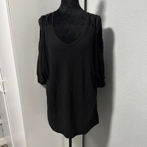 First Love Elegant Black V-Neck Blouse